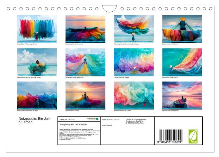 Produktbild: Netzpoesie: Ein Jahr in Farben (Wandkalender 2026 DIN A4 quer), CALVENDO Monatskalender