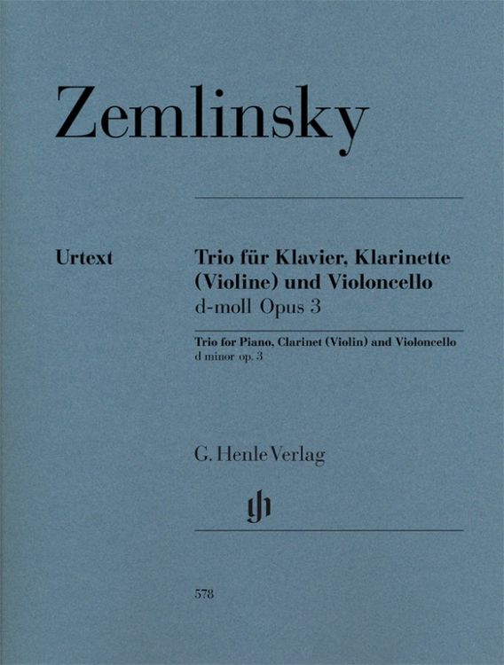 Produktbild: Alexander Zemlinsky - Klarinettentrio d-moll op. 3 f&uuml;r Klavier, Klarinette (Violine) und Violoncello
