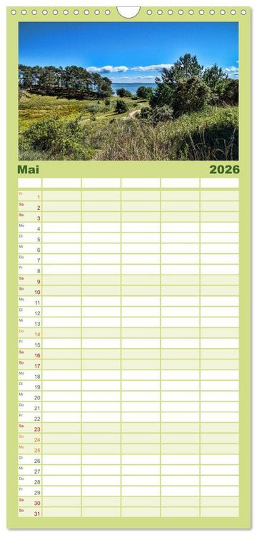 Produktbild: Familienplaner 2026 - Das idyllische Usedom mit 5 Spalten (Wandkalender, 21 x 45 cm) CALVENDO