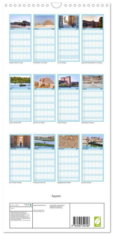 Produktbild: Familienplaner 2027 - &Auml;gypten mit 5 Spalten (Wandkalender, 21 x 45 cm) CALVENDO