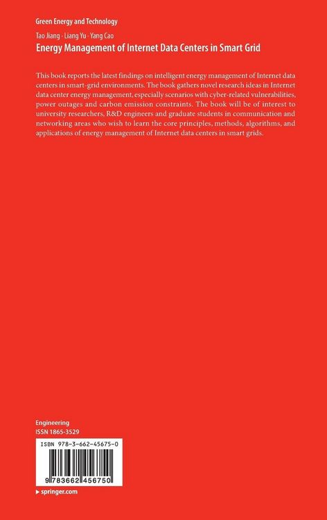 Produktbild: Energy Management of Internet Data Centers in Smart Grid