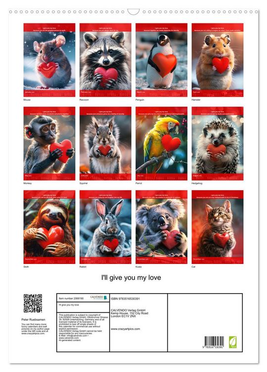 Produktbild: I'll give you my love (Wall Calendar 2026 DIN A2 portrait), CALVENDO 12 Month Wall Calendar
