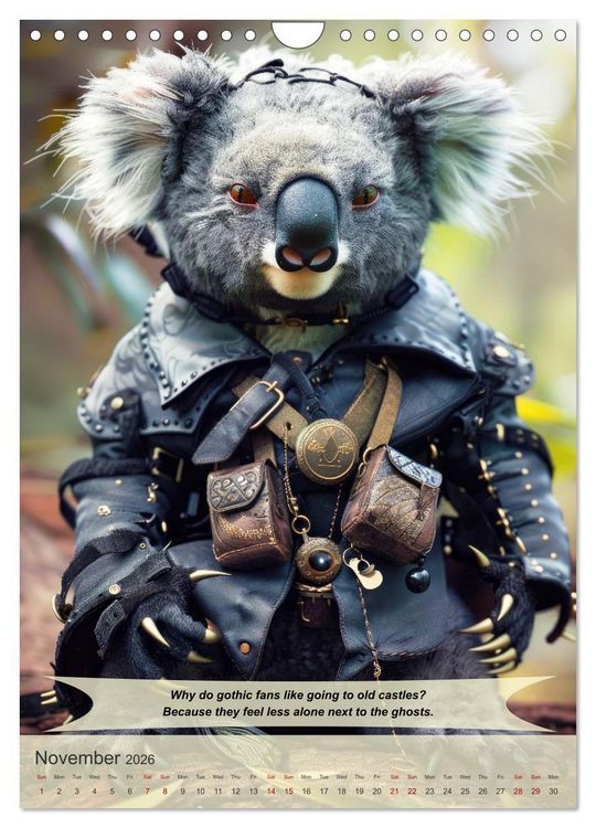 Produktbild: Funny animals in gothic style (Wall Calendar 2026 DIN A4 portrait), CALVENDO 12 Month Wall Calendar