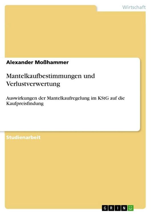 Produktbild: Mantelkaufbestimmungen und Verlustverwertung