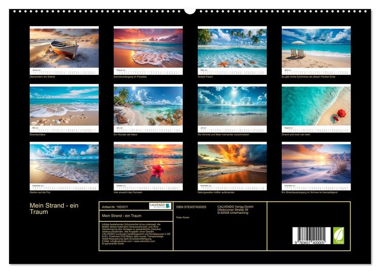 Produktbild: Mein Strand - ein Traum (hochwertiger Premium Wandkalender 2026 DIN A2 quer), Kunstdruck in Hochglanz