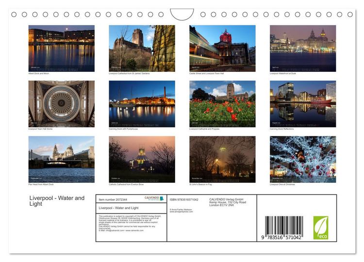 Produktbild: Liverpool - Water and Light (Wall Calendar 2026 DIN A4 landscape), CALVENDO 12 Month Wall Calendar