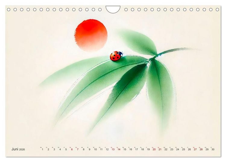 Produktbild: Zen der Natur - Pflanzen und Insekten im Stile der Tuschmalerei (Wandkalender 2026 DIN A4 quer), CALVENDO Monatskalender