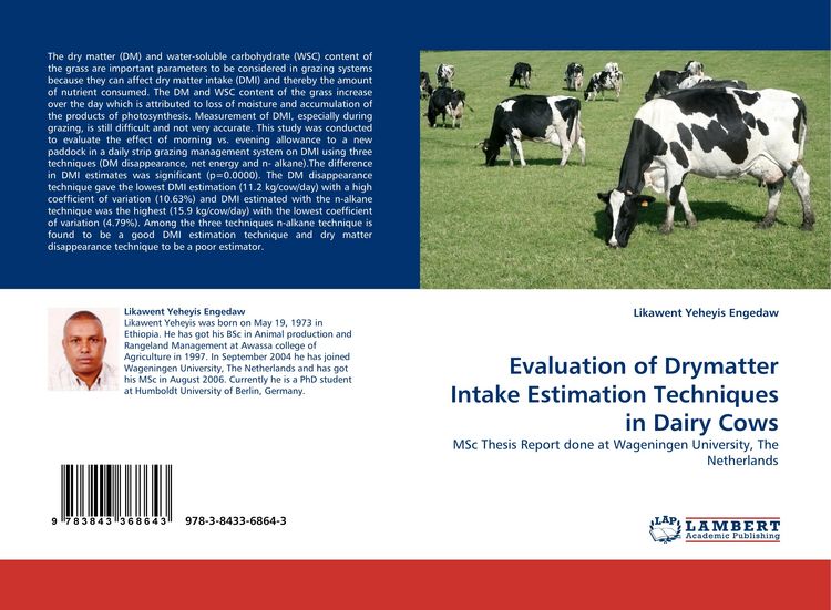 Produktbild: Evaluation of Drymatter Intake Estimation Techniques in Dairy Cows