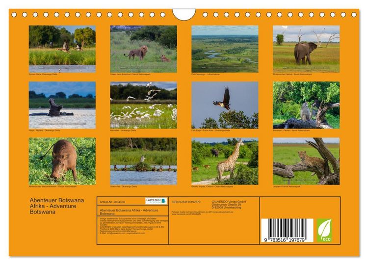 Produktbild: Abenteuer Botswana Afrika - Adventure Botswana (Wandkalender 2026 DIN A4 quer), CALVENDO Monatskalender