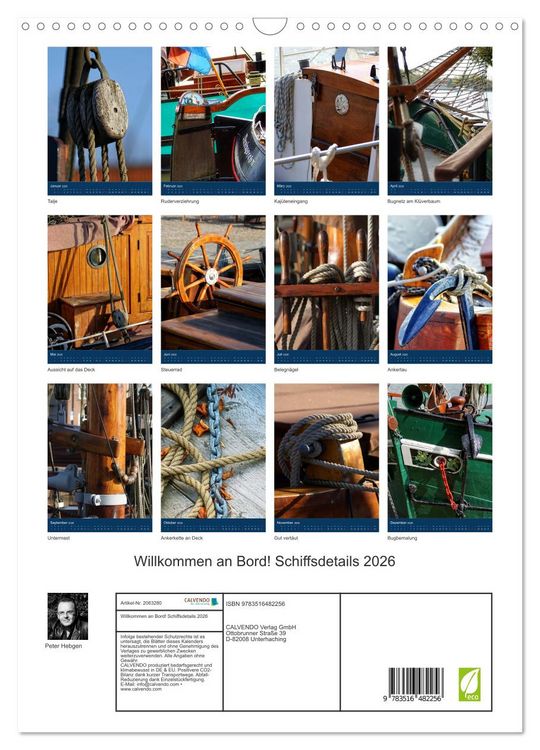 Produktbild: Willkommen an Bord! Schiffsdetails 2026 (Wandkalender 2026 DIN A3 hoch), CALVENDO Monatskalender