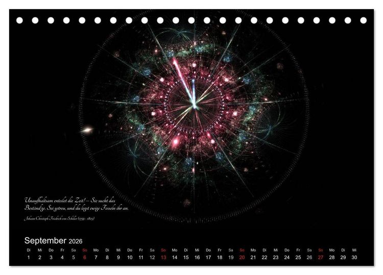 Produktbild: Zeit 2026 - Grafiken und Zitate (Tischkalender 2026 DIN A5 quer), CALVENDO Monatskalender