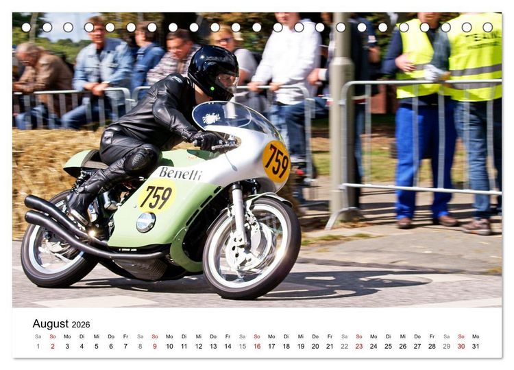 Produktbild: Faszination Oldtimer Motorrad - Momentaufnahmen von Hamburger Stadtparkrennen (Tischkalender 2026 DIN A5 quer), CALVENDO Monatskalender