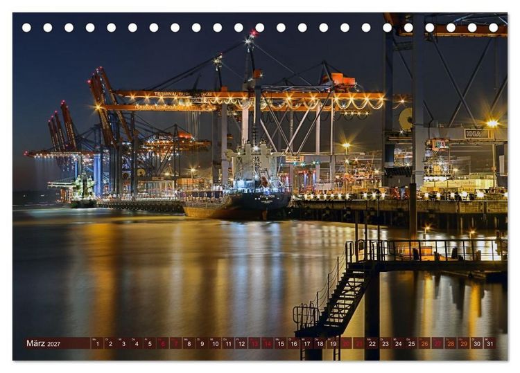 Produktbild: Magic Nights Containerschiffe (Tischkalender 2027 DIN A5 quer), CALVENDO Monatskalender