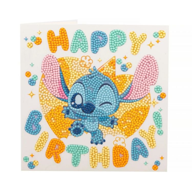 Produktbild: Craft Buddy CCK-32DNY813 - Crystal Art Card Kit, Disney, Stitch Birthday, Gru&szlig;karten-Set, Diamond Painting