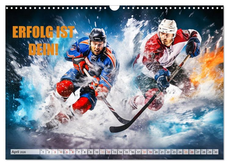 Produktbild: Eishockey und positive Gedanken (Wandkalender 2026 DIN A3 quer), CALVENDO Monatskalender