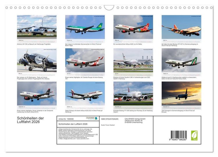 Produktbild: Sch&ouml;nheiten der Luftfahrt 2026 (Wandkalender 2026 DIN A3 quer), CALVENDO Monatskalender