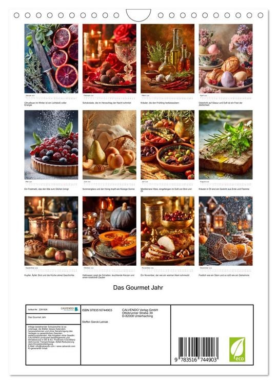 Produktbild: Das Gourmet Jahr (Wandkalender 2026 DIN A4 hoch), CALVENDO Monatskalender