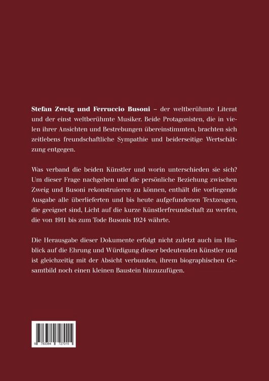 Produktbild: Stefan Zweig und Ferruccio Busoni &ndash; Zeugnisse einer Freundschaft