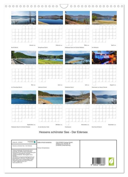 Produktbild: Hessens sch&ouml;nster See - Der Edersee (Wandkalender 2026 DIN A3 hoch), CALVENDO Monatskalender