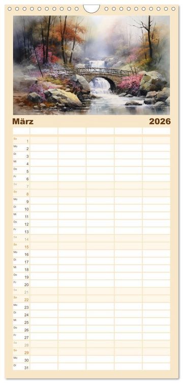 Produktbild: Familienplaner 2026 - Br&uuml;ckenromantik mit 5 Spalten (Wandkalender, 21 x 45 cm) CALVENDO