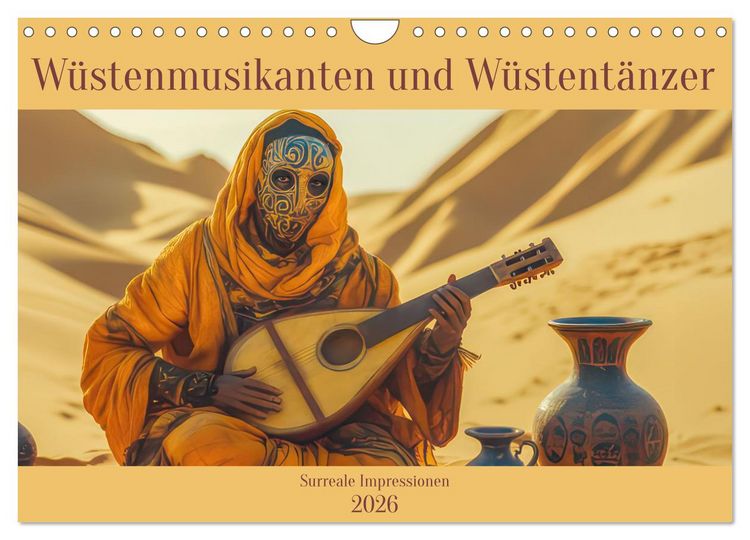 Produktbild: W&uuml;stenmusikanten und W&uuml;stent&auml;nzer - Surreale Impressionen (Wandkalender 2026 DIN A4 quer), CALVENDO Monatskalender