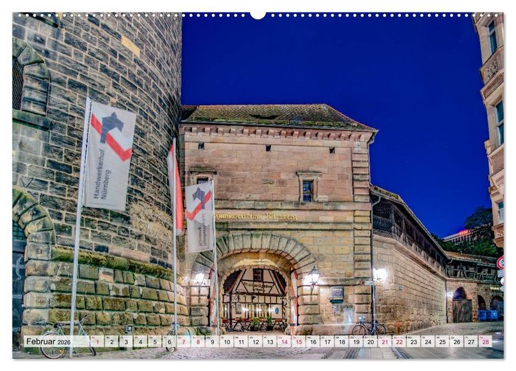 Produktbild: N&uuml;rnberg zur Blauen Stunde (Wandkalender 2026 DIN A2 quer), CALVENDO Monatskalender