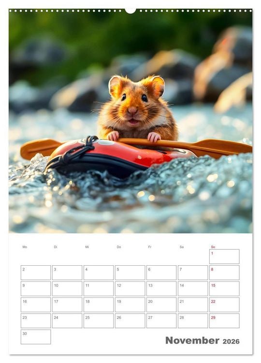 Produktbild: Adventure Hamster - Sportliche KI Hamster pr&auml;sentieren den Abenteuer-Sport (Wandkalender 2026 DIN A2 hoch), CALVENDO Monatskalender