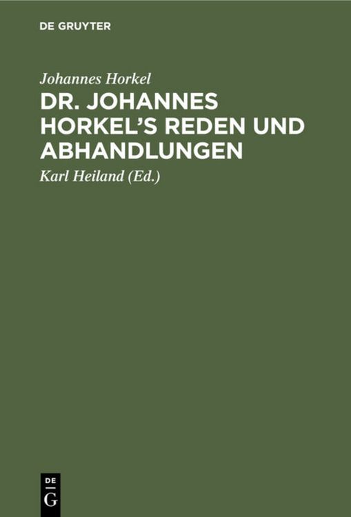 Produktbild: Dr. Johannes Horkel's Reden und Abhandlungen