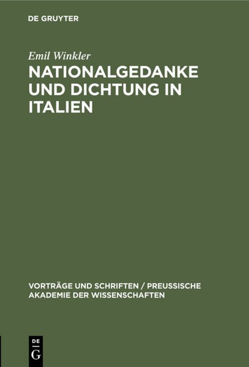 Produktbild: Nationalgedanke und Dichtung in Italien