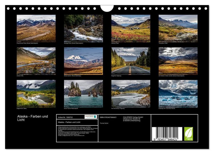 Produktbild: Alaska - Farben und Licht (Wandkalender 2026 DIN A4 quer), CALVENDO Monatskalender