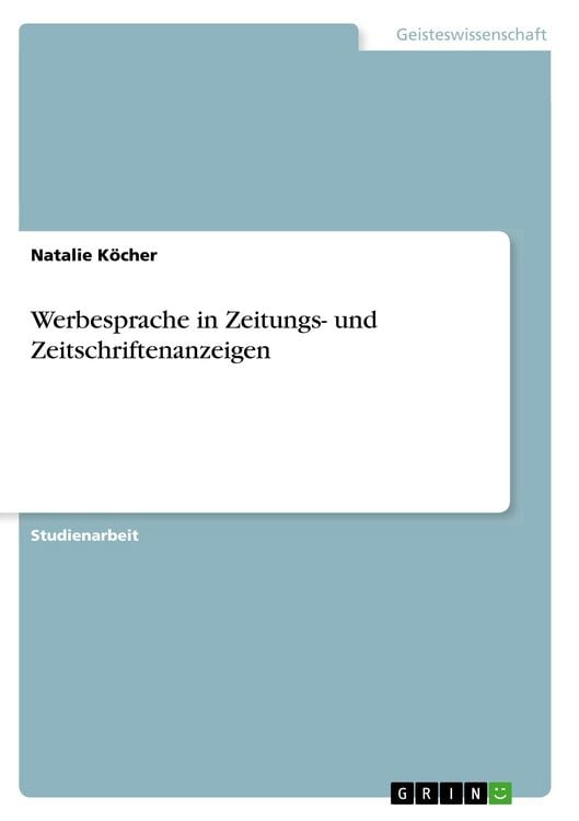Produktbild: Werbesprache in Zeitungs- und Zeitschriftenanzeigen