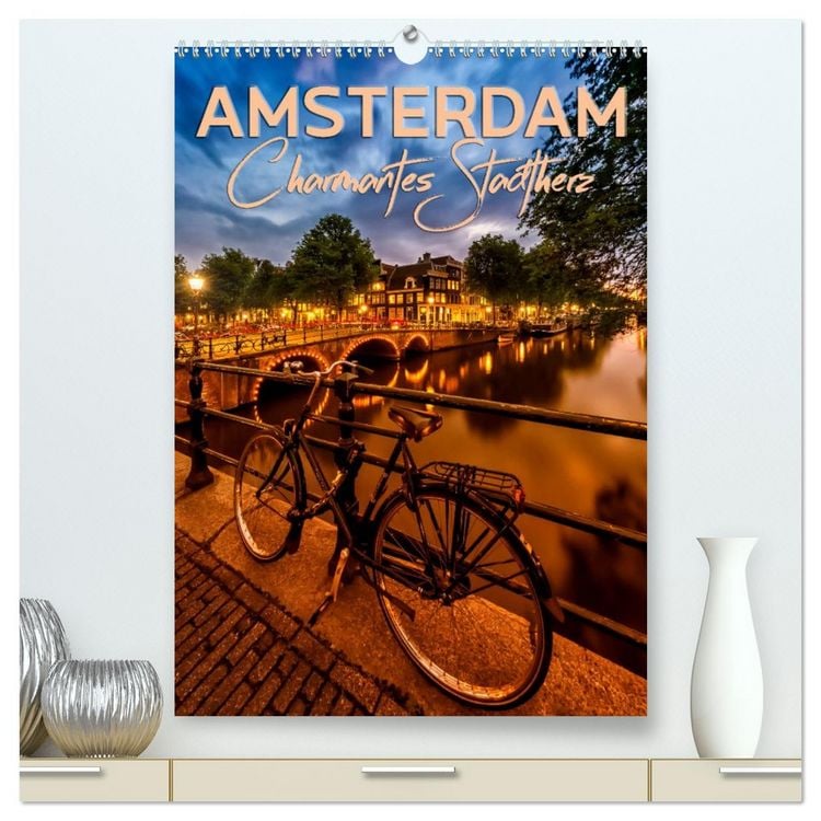 Produktbild: AMSTERDAM Charmantes Stadtherz (hochwertiger Premium Wandkalender 2026 DIN A2 hoch), Kunstdruck in Hochglanz