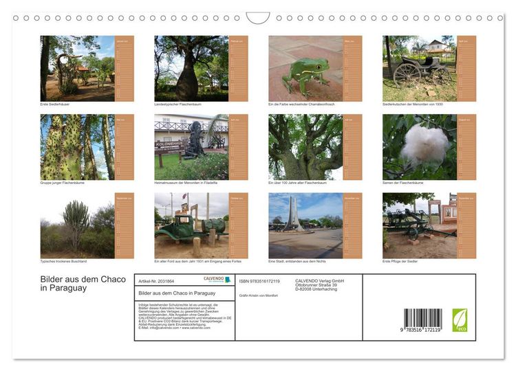 Produktbild: Bilder aus dem Chaco in Paraguay (Wandkalender 2026 DIN A3 quer), CALVENDO Monatskalender
