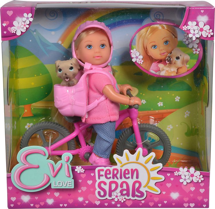 Produktbild: Simba 105733273 - Evi Love Holiday Bike, Puppe mit Fahrrad und Hund