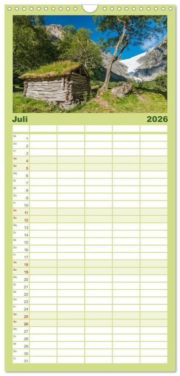 Produktbild: Familienplaner 2026 - Norwegen mit 5 Spalten (Wandkalender, 21 x 45 cm) CALVENDO