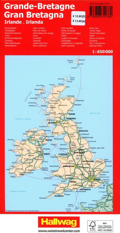 Produktbild: Hallwag Strassenkarte Grossbritannien, Irland 1:650.000