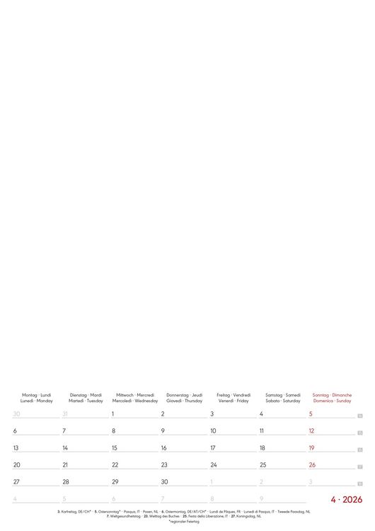 Produktbild: Kreativ-Kalender A4 Notiz 2026 mit Platz für Notizen - weiß - 21 x 29,7 - Do it yourself calendar A4 - datiert - Foto-Kalender - Alpha Edition