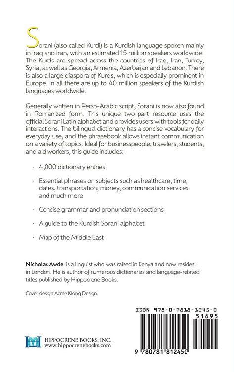 Produktbild: Kurdish (Sorani)-English/English-Kurdish (Sorani) Dictionary & Phrasebook