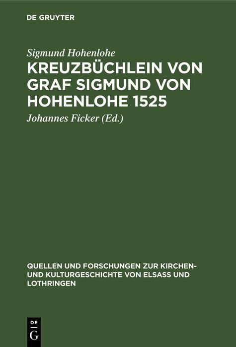 Produktbild: Kreuzb&uuml;chlein von Graf Sigmund von Hohenlohe 1525