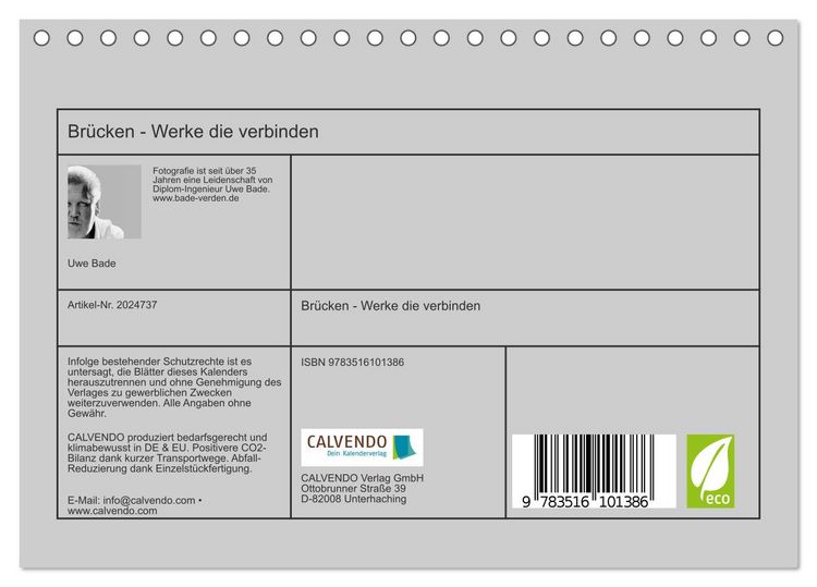 Produktbild: Br&uuml;cken - Werke die verbinden (Tischkalender 2026 DIN A5 quer), CALVENDO Monatskalender