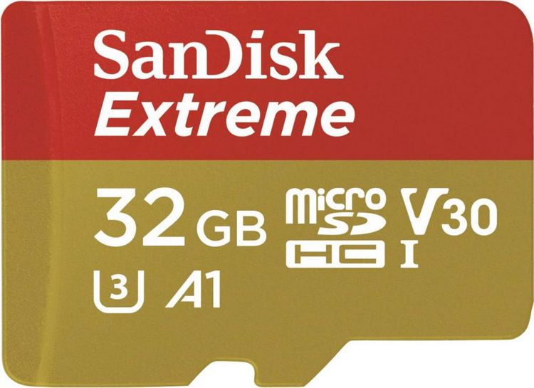 Produktbild: SanDisk Extreme&reg; Action Cam microSDHC-Karte 32 GB Class 10, UHS-I, UHS-Class 3, v30 Video Speed Class inkl. SD-Adapter, A1-Leistungsstandard