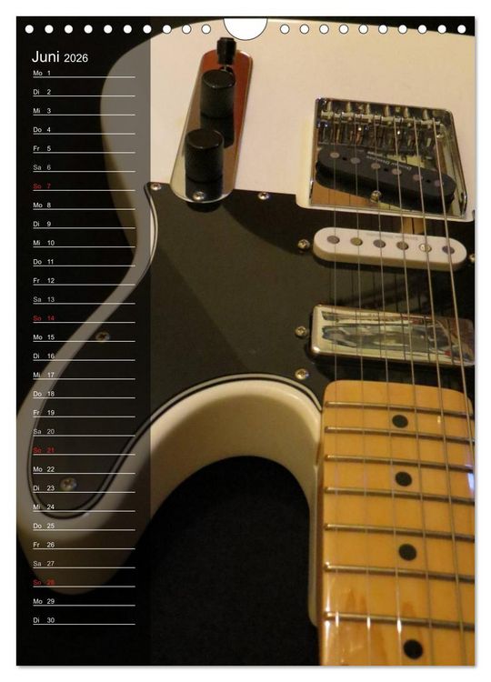 Produktbild: ROCKGITARREN in Szene gesetzt / Geburtstagskalender (Wandkalender 2026 DIN A4 hoch), CALVENDO Monatskalender