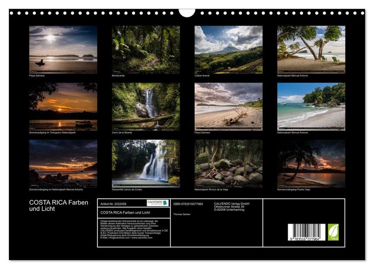 Produktbild: COSTA RICA Farben und Licht (Wandkalender 2026 DIN A3 quer), CALVENDO Monatskalender