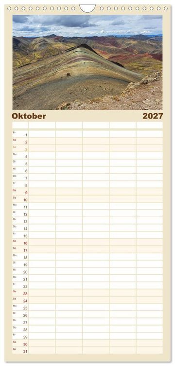 Produktbild: Familienplaner 2027 - Entdecke S&uuml;damerika: Monat f&uuml;r Monat mit 5 Spalten (Wandkalender, 21 x 45 cm) CALVENDO