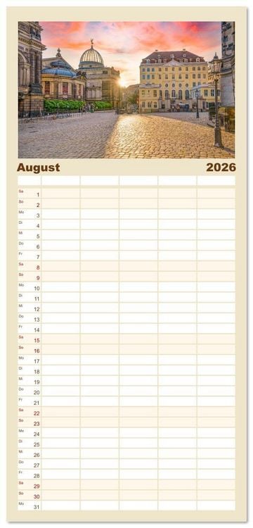 Produktbild: Familienplaner 2026 - Dresden - zeitlose Sch&ouml;nheit mit 5 Spalten (Wandkalender, 21 x 45 cm) CALVENDO