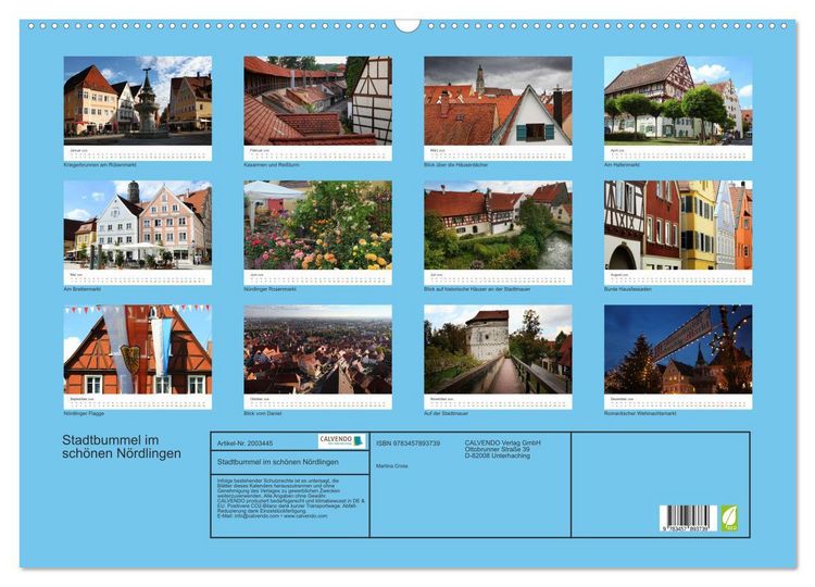 Produktbild: Stadtbummel im sch&ouml;nen N&ouml;rdlingen (Wandkalender 2026 DIN A2 quer), CALVENDO Monatskalender
