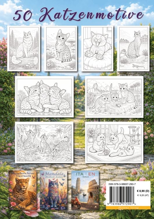 Produktbild: Katzen Malbuch f&uuml;r Kinder ab 8 Jahren und Erwachsene mit 50 detailreichen Ausmalmotiven