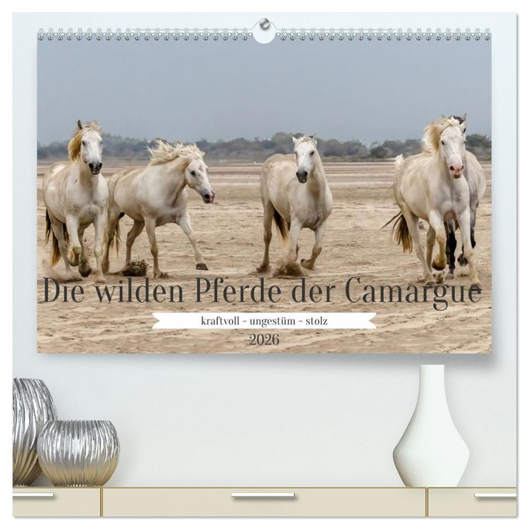 Produktbild: Die wilden Pferde der Camargue (hochwertiger Premium Wandkalender 2026 DIN A2 quer), Kunstdruck in Hochglanz