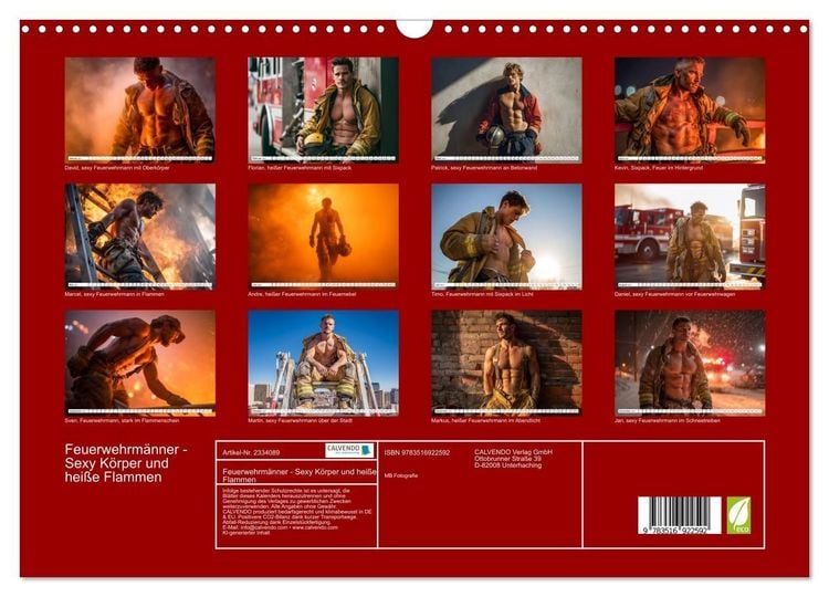 Produktbild: Feuerwehrm&auml;nner - Sexy K&ouml;rper und hei&szlig;e Flammen (Wandkalender 2027 DIN A3 quer), CALVENDO Monatskalender