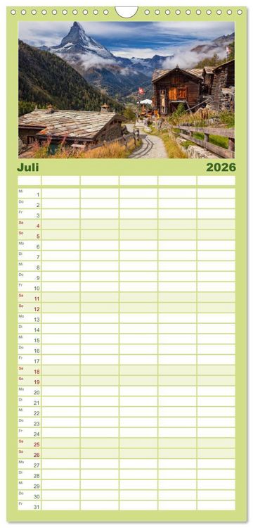 Produktbild: Familienplaner 2026 - MATTERHORN Impressionen mit 5 Spalten (Wandkalender, 21 x 45 cm) CALVENDO